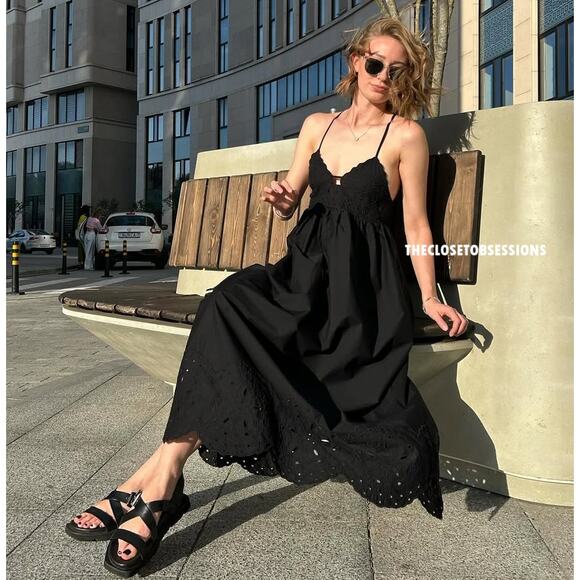 ZARA Embroidered Eyelet Midi Dress NWT LAST ONE!!! - Picture 14 of 16